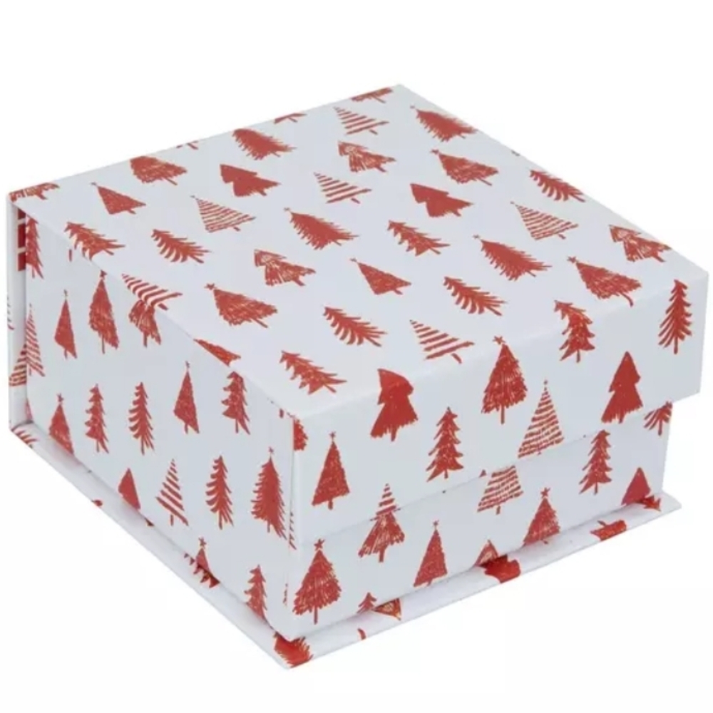 Festive Red and White Christmas Tree Gift Box